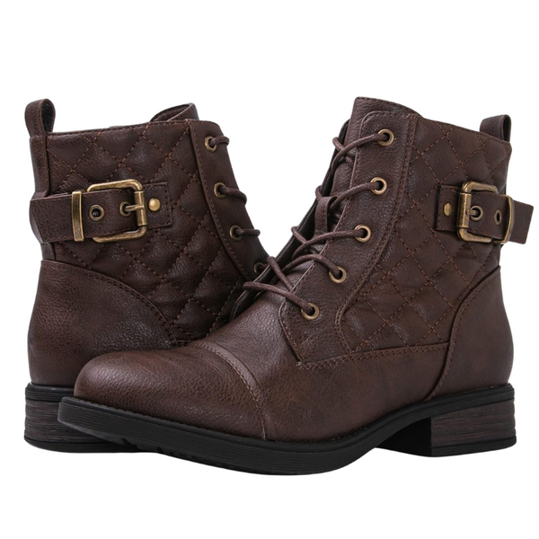 Women’s Brown Lace-Up Combat Ankle Boots