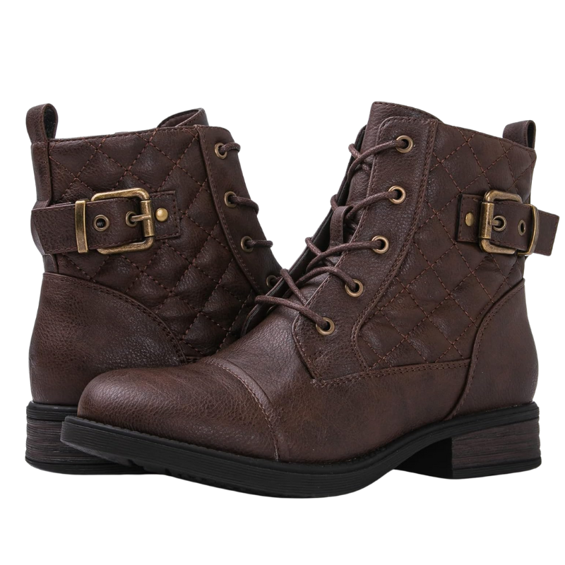 Women’s Brown Lace-Up Combat Ankle Boots