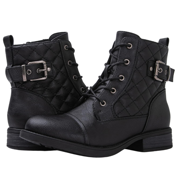 Women’s Black Combat Ankle Boots – Comfortable Fit