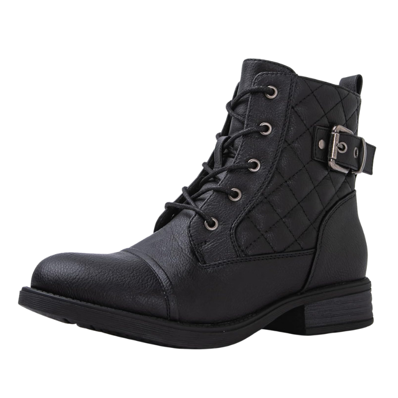 Women’s Black Combat Ankle Boots – Comfortable Fit