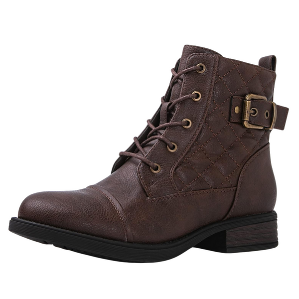 Women’s Brown Lace-Up Combat Ankle Boots