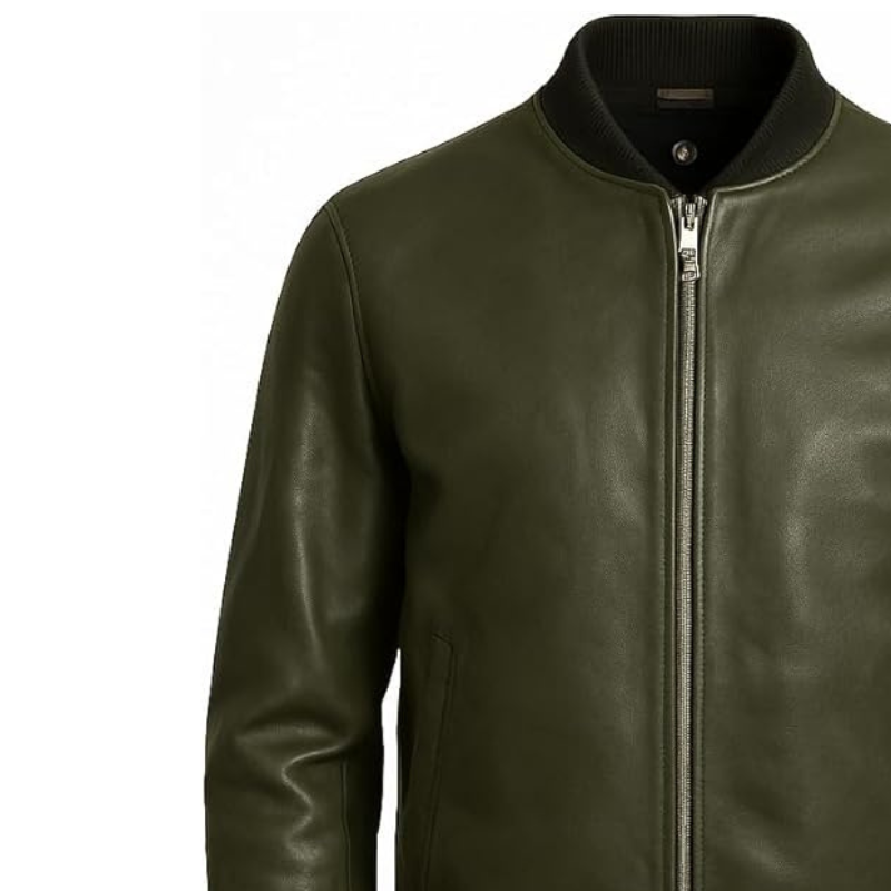 Men’s Lambskin Leather Bomber Jacket – Premium Fit
