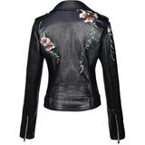 Women’s Floral Studded Faux Leather Jacket
