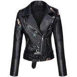 Women’s Floral Studded Faux Leather Jacket