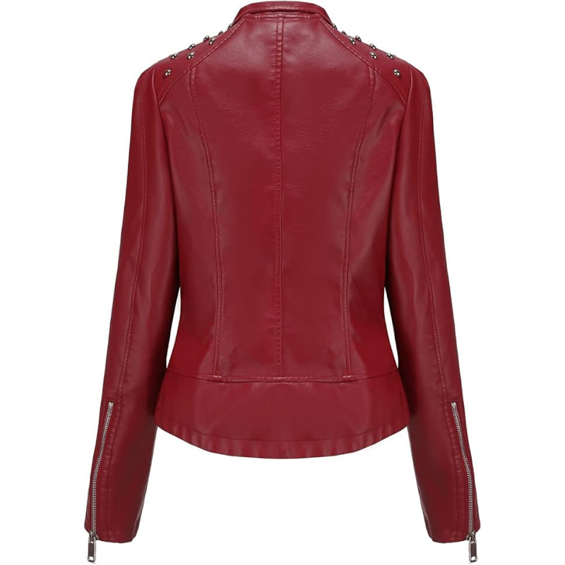 Women’s Edgy Studded Biker Jacket Faux Leather