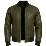 Men’s Lambskin Leather Bomber Jacket – Premium Fit