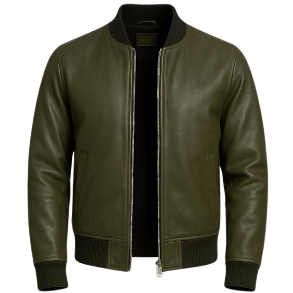 Men’s Lambskin Leather Bomber Jacket – Premium Fit